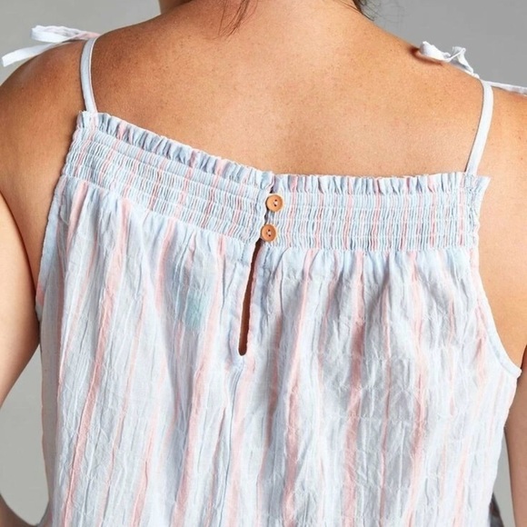 Maeve by antroplogie Gauzy Tiered Tunic Tank Flowy Striped women’s Top Blue - Picture 3 of 13